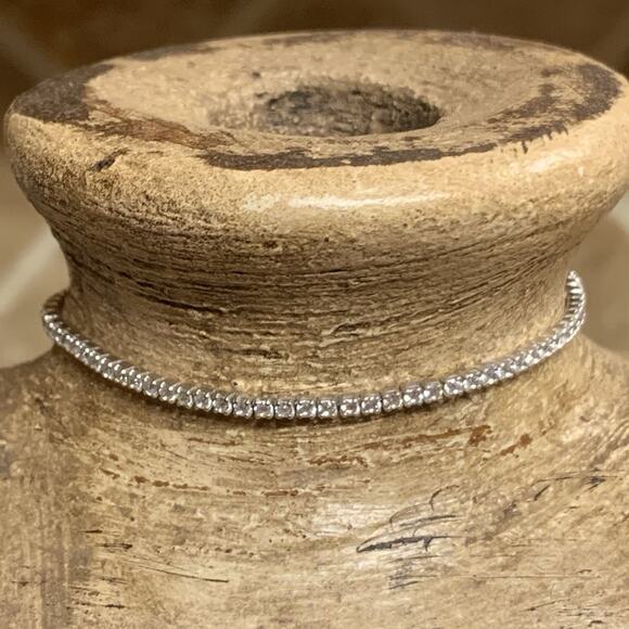 Silver and CZ Adjustable Tennis Bracelet - Picture 2 of 7